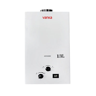 سخان مياه بغاز العادم 13 لتر مع شاشة سوداء أنيقة ومقبض للمنازل الحديثة